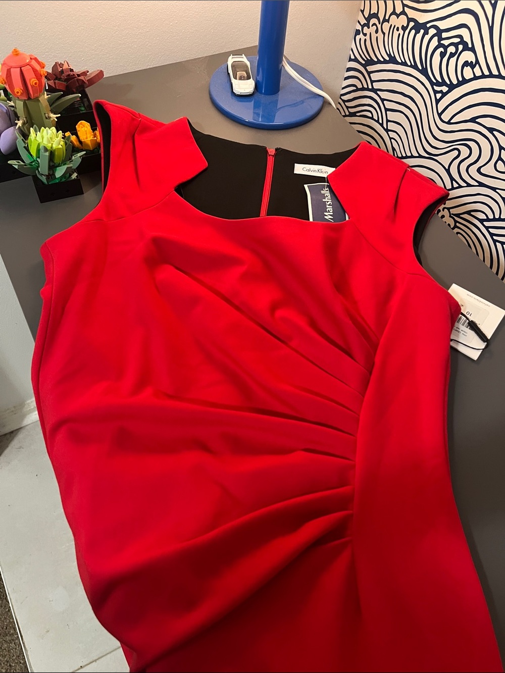 Calvin Klein Red Midi Sheath Dress - Picture 2 of 8